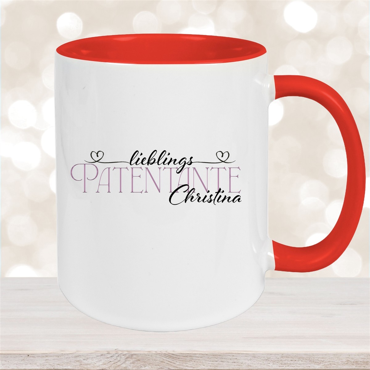 Tasse Wunschname Lieblings-Patentante #1 personalisiert Keramik Becher Rot