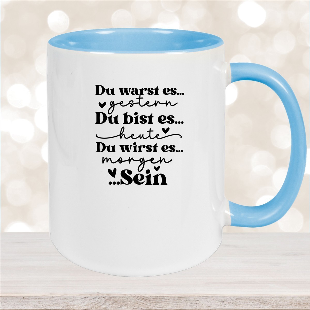 Tasse Spruch "Du bist es" Valentinstag #12 Keramik versch. Farben