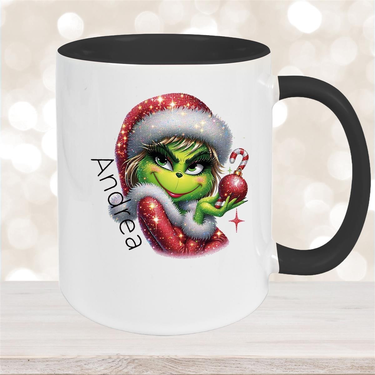 Tasse Wunschname Weihnachten Lady-Grinch #3 Keramik Kinderbecher versch. Farben