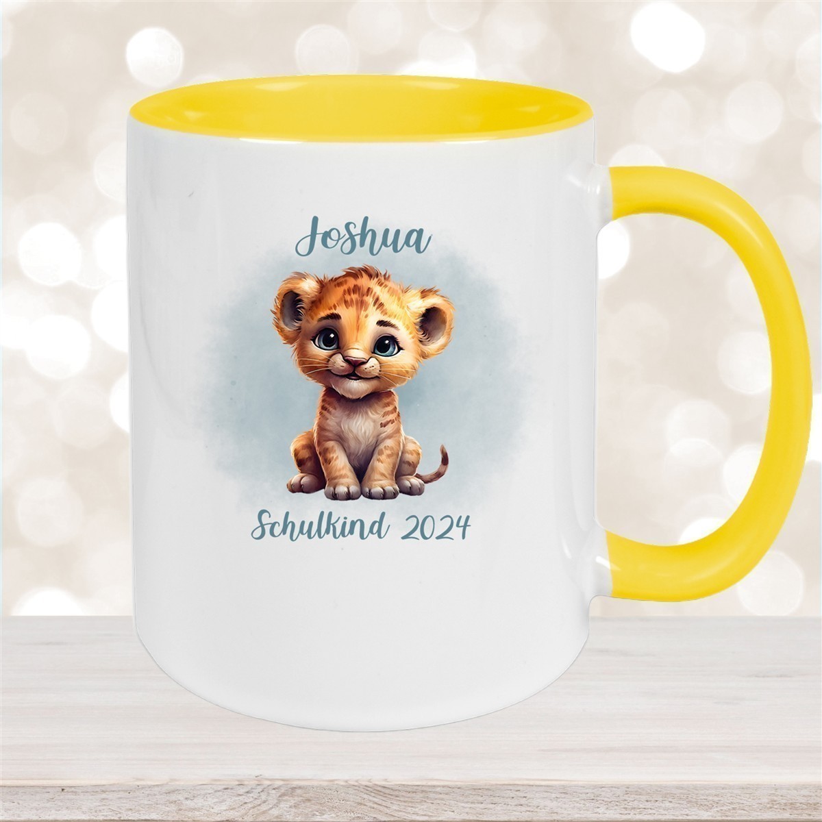 Tasse Schulkind #07 Wunschname Tiger #1 Keramik Kinderbecher Personalisiert versch. Farben