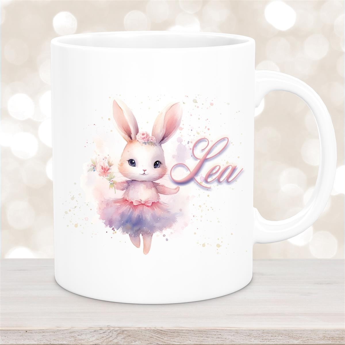 Tasse Ballerina #4 Wunschname Keramik Kinderbecher personalisiert Weiß