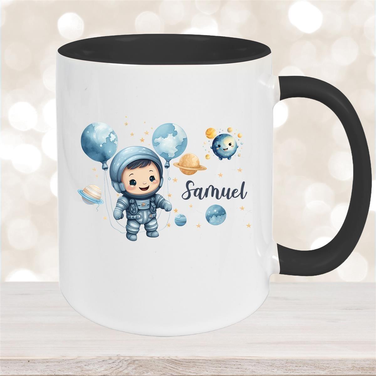 Tasse Kinder Astronaut 1 Wunschname Keramik Kinderbecher personalisiert versch. Farben