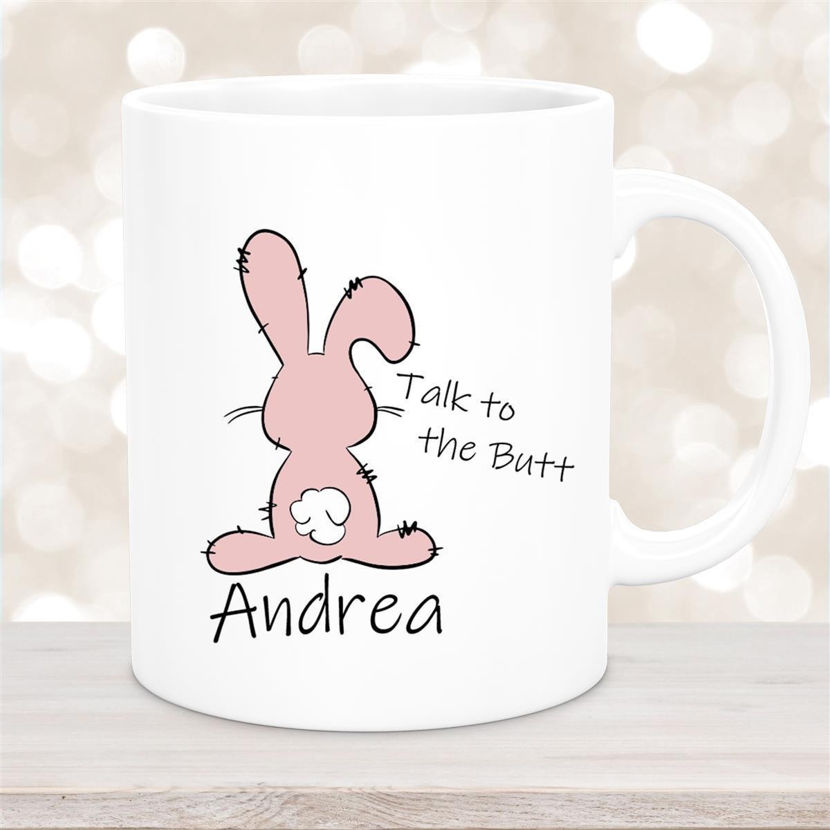 Tasse Ostern - Hase Talk to the Butt Wunschnamen personalisiert Keramik Weiß Tasse Ostern - Hase Talk to the Butt Wunschnamen personalisiert Keramik Weiß