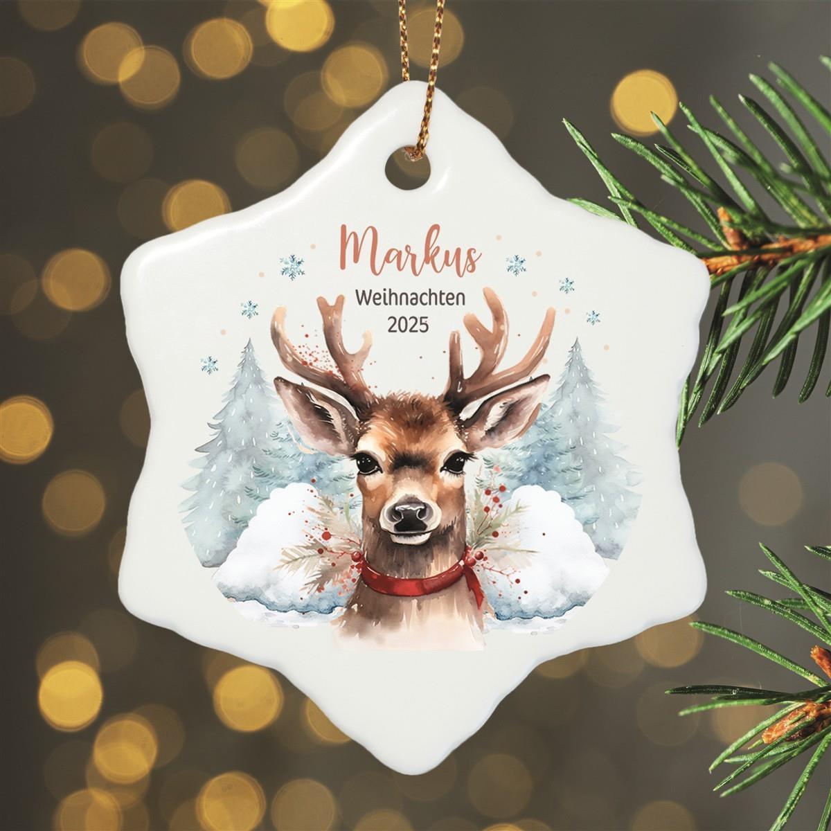 Weihnachtsanhänger personalisiert Rentier Papa 1 Name Motiv Anhänger Keramik, Weihnachtsschmuck, Weihnachtskugel, Christbaumschmuck versch. Formen