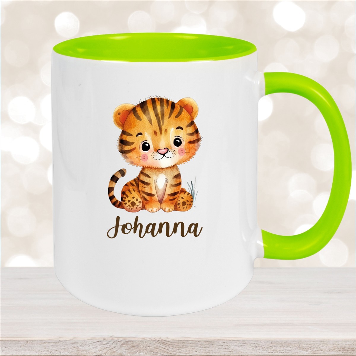 Tasse Wunschname Tiger #1 Keramik Kinderbecher versch. Farben