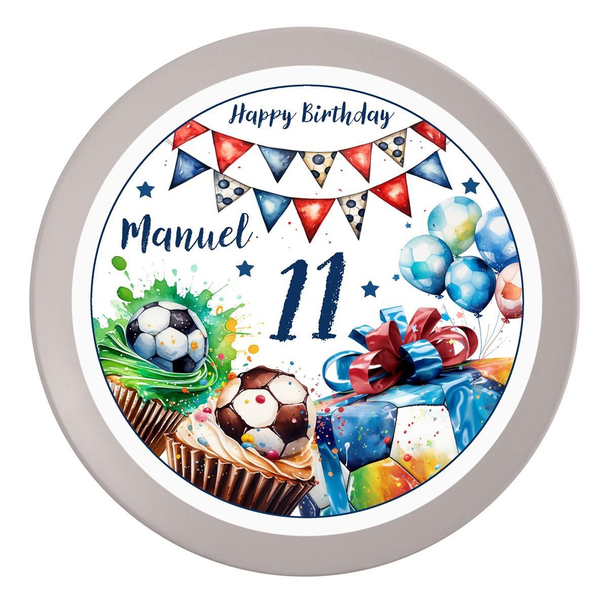 Tortenaufleger Geburtstag Fußball 3 Name & Zahl (20cm)