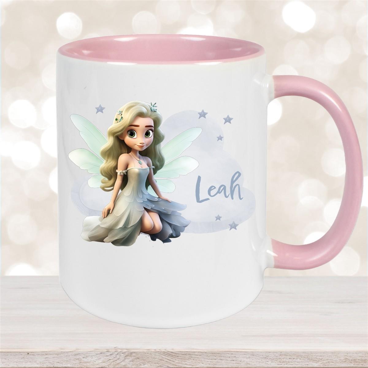 Tasse Fee 4 Wunschname Keramik Kinderbecher personalisiert versch. Farben