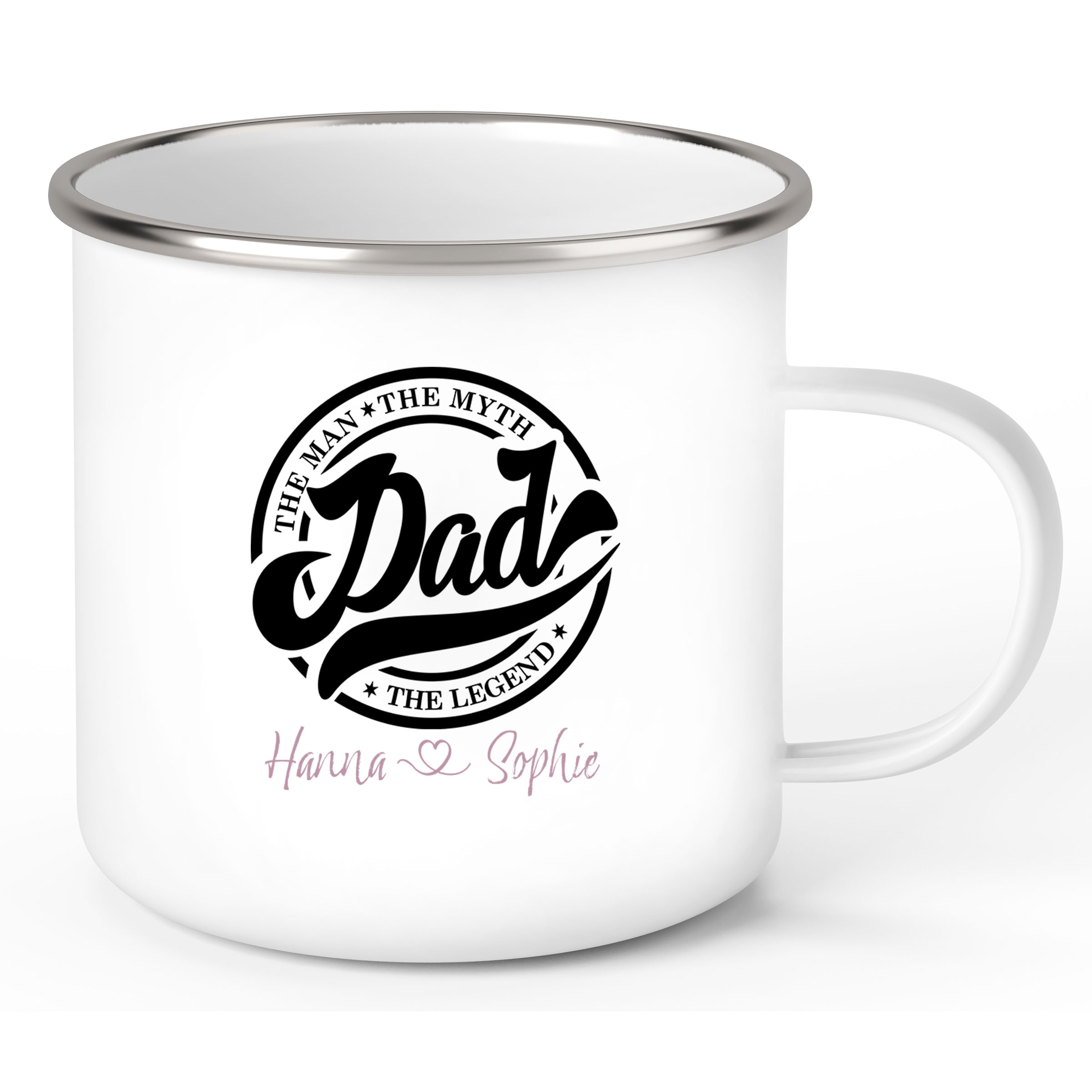 Tasse Vatertag 8 Papa "The Legend" Wunschnamen Emaille Personalisiert