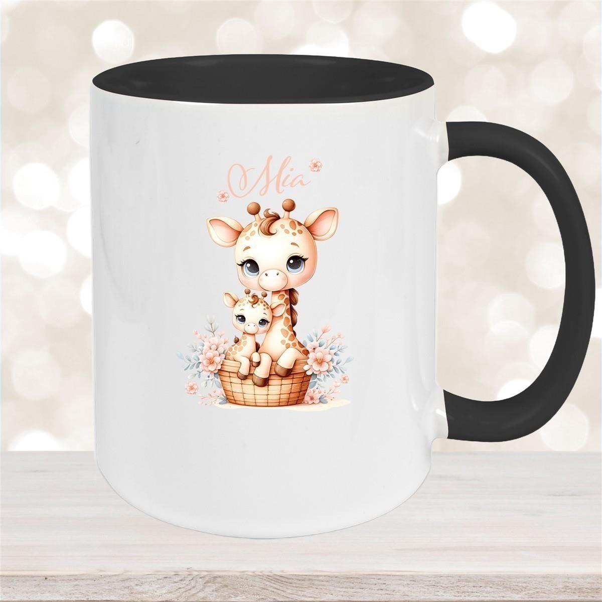 Tasse Wunschname Giraffe 2 Kinderbecher Keramik versch. Farben