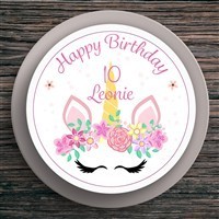 Tortenaufleger Geburtstag Einhorn #2 Name & Zahl (20cm) Fondant Papier