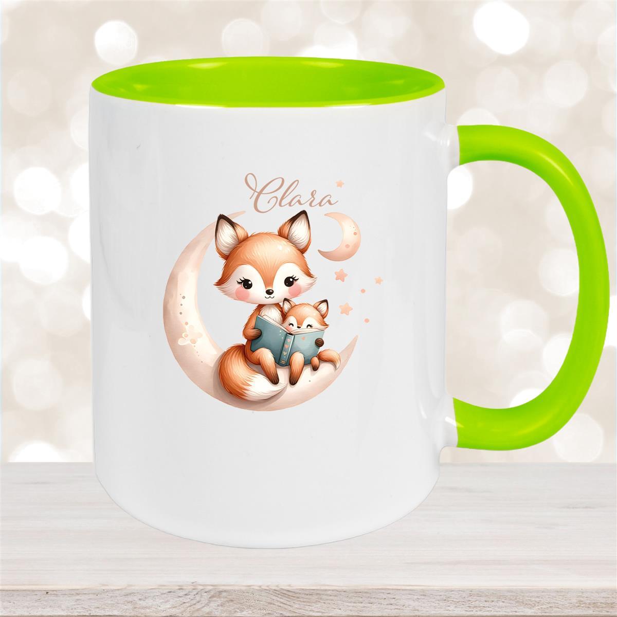 Tasse Wunschname Fuchs #2 Keramik Kinderbecher  versch. Farben