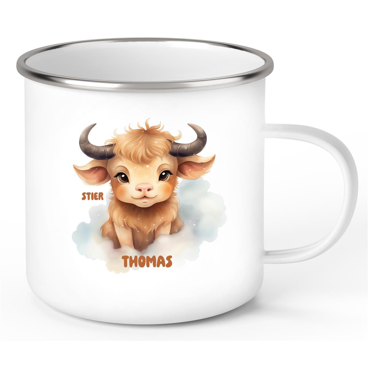 Tasse Sternzeichen Kinder Stier 1 Wunschname Emaille Kinderbecher personalisiert