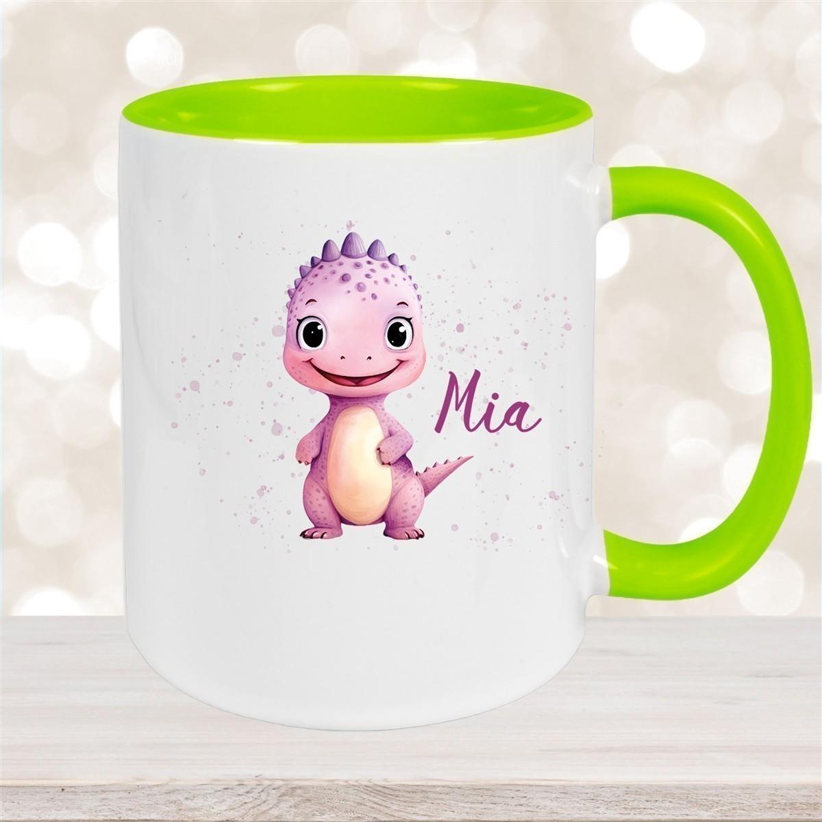 Tasse Wunschname Dino 20 Keramik Kinderbecher versch. Farben