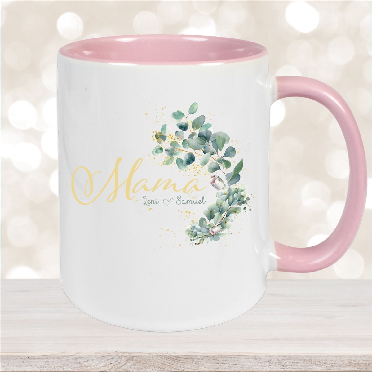 Tasse Muttertag #8 Wunschnamen Keramik Personalisiert Altrosa