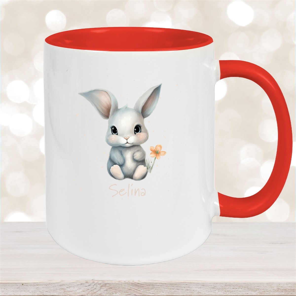 Tasse Ostern - Hase #2 Wunschnamen Keramik personalisiert Rot