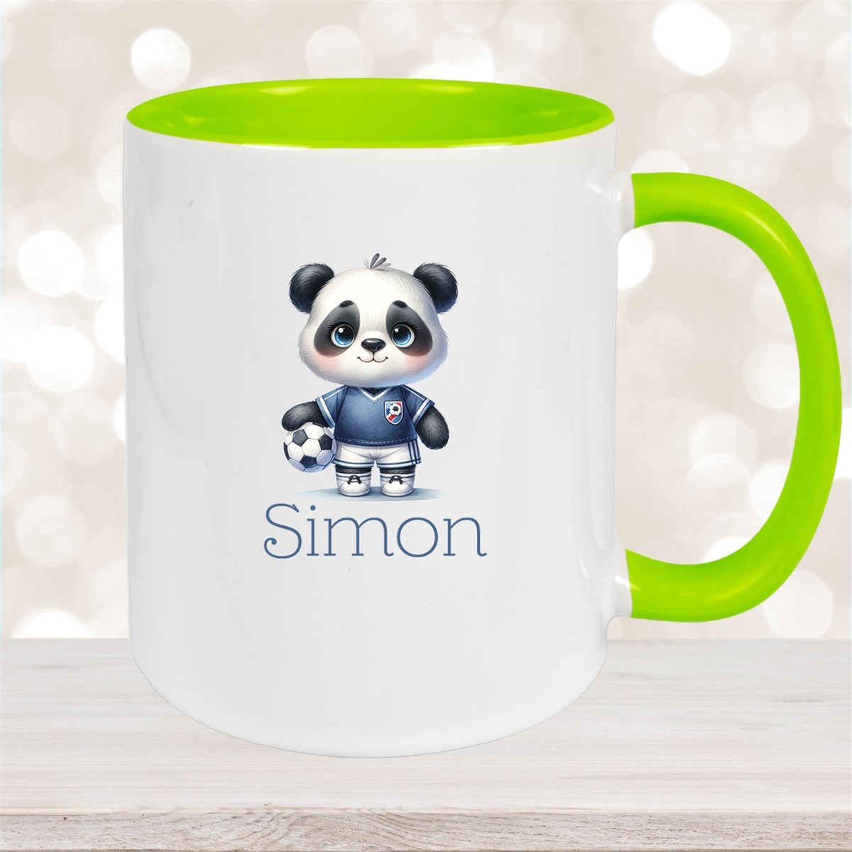 Tasse Wunschname Fußball #17 Personalisiert Panda Keramik Kinderbecher versch. Farben