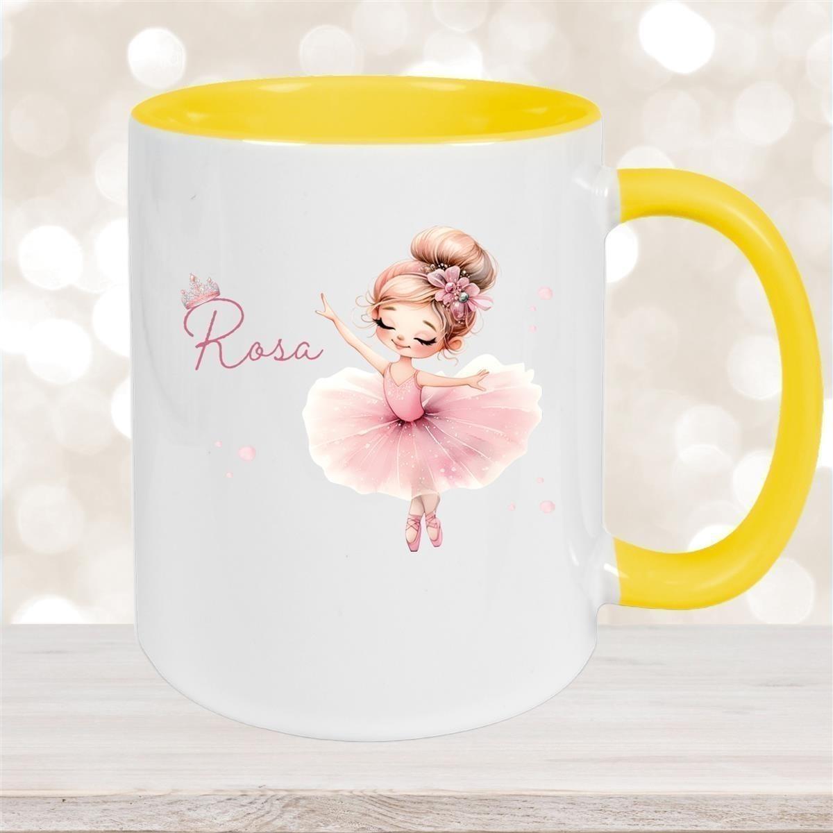 Tasse Ballerina 3 Wunschname Keramik Kinderbecher personalisiert versch. Farben