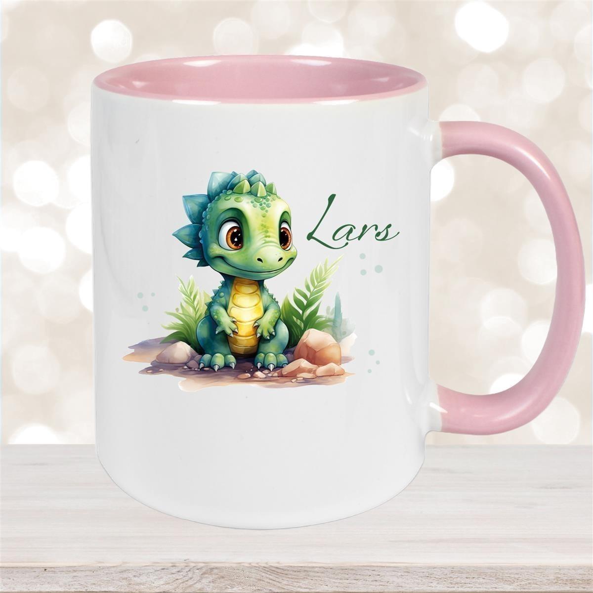 Tasse Dino 17 Wunschname Keramik Kinderbecher Personalisiert versch. Farben