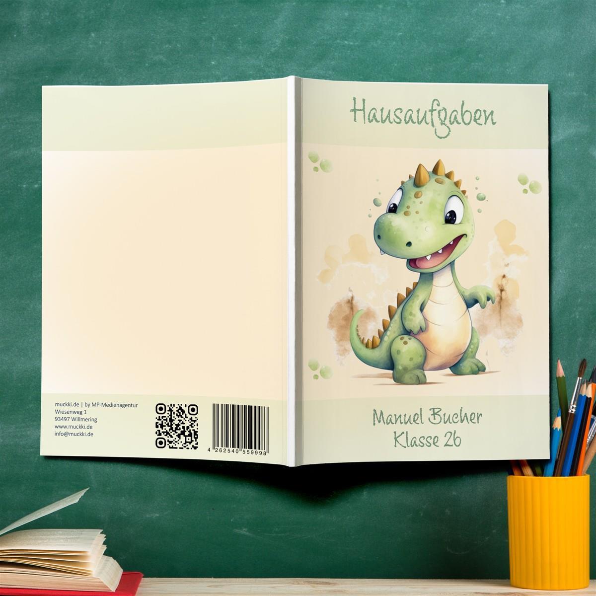 Hausaufgabenheft Dino 3  DIN A5 - 48 Blatt mit Name und Klasse