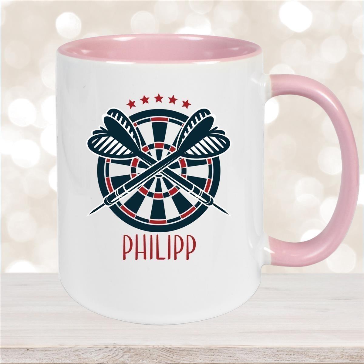 Tasse Dart 1 Wunschname Keramik Kinderbecher personalisiert versch. Farben