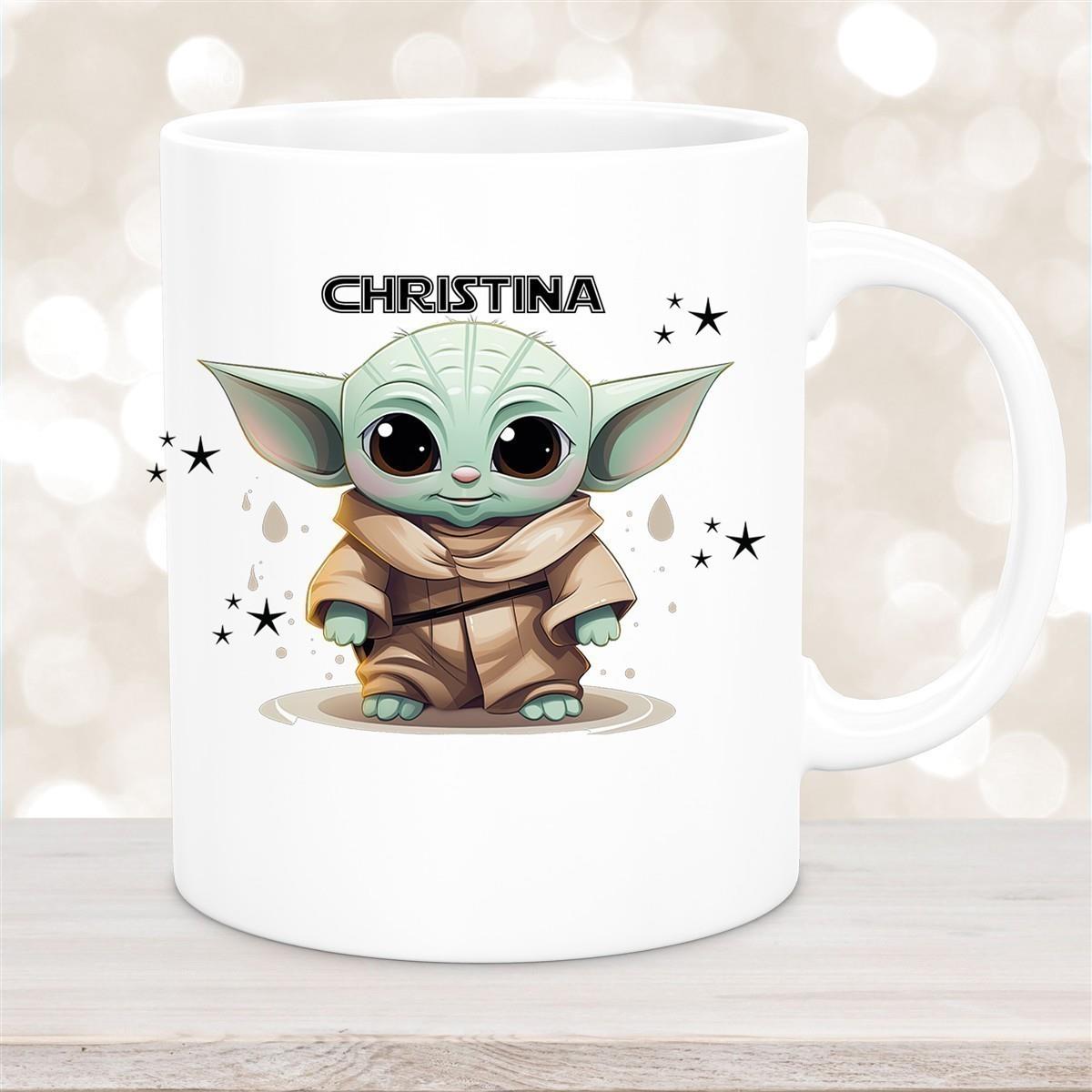 Tasse Wunschname Baby-Yoda 3 Keramik Kinderbecher personalisiert versch. Farben