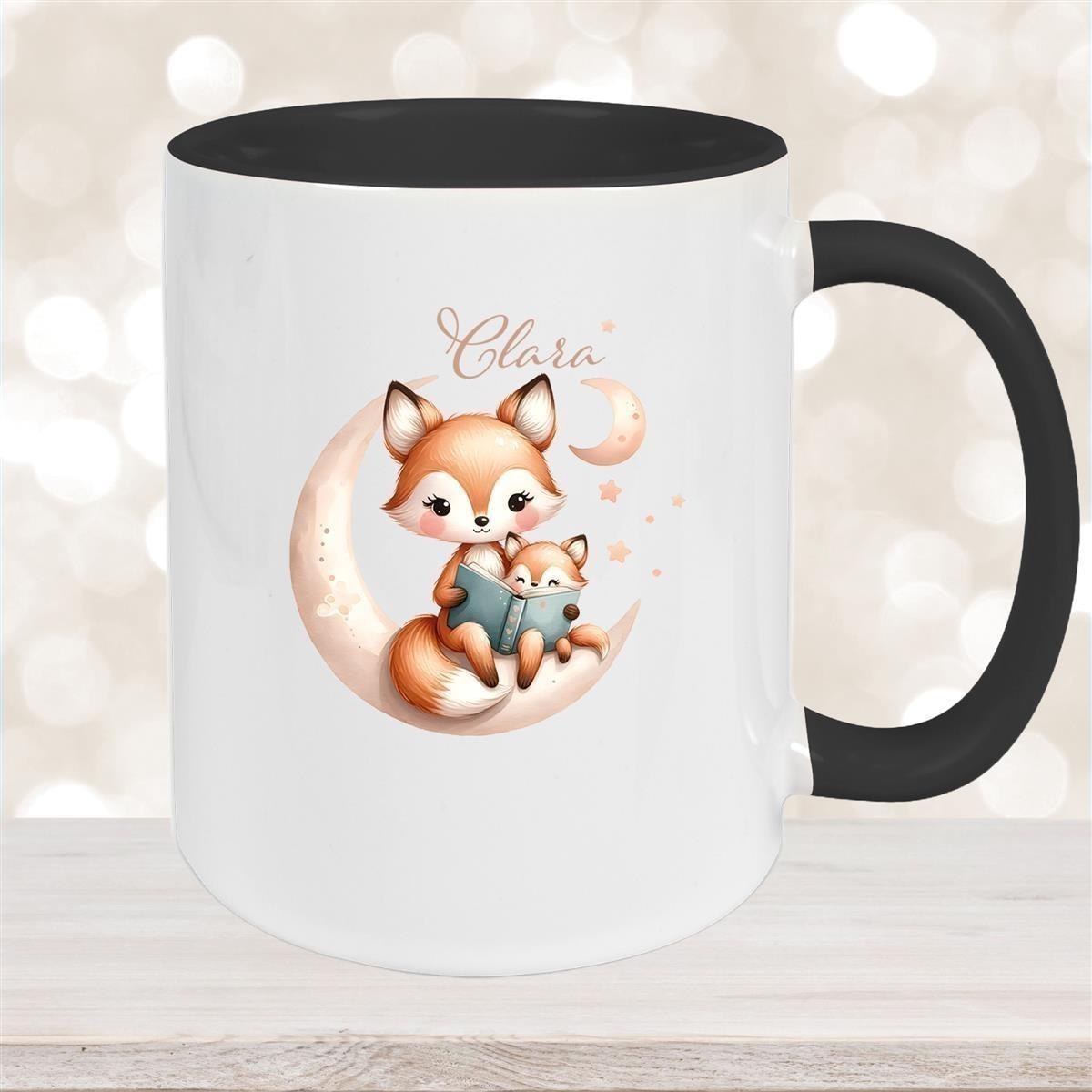 Tasse Wunschname Fuchs 2 Keramik Kinderbecher versch. Farben