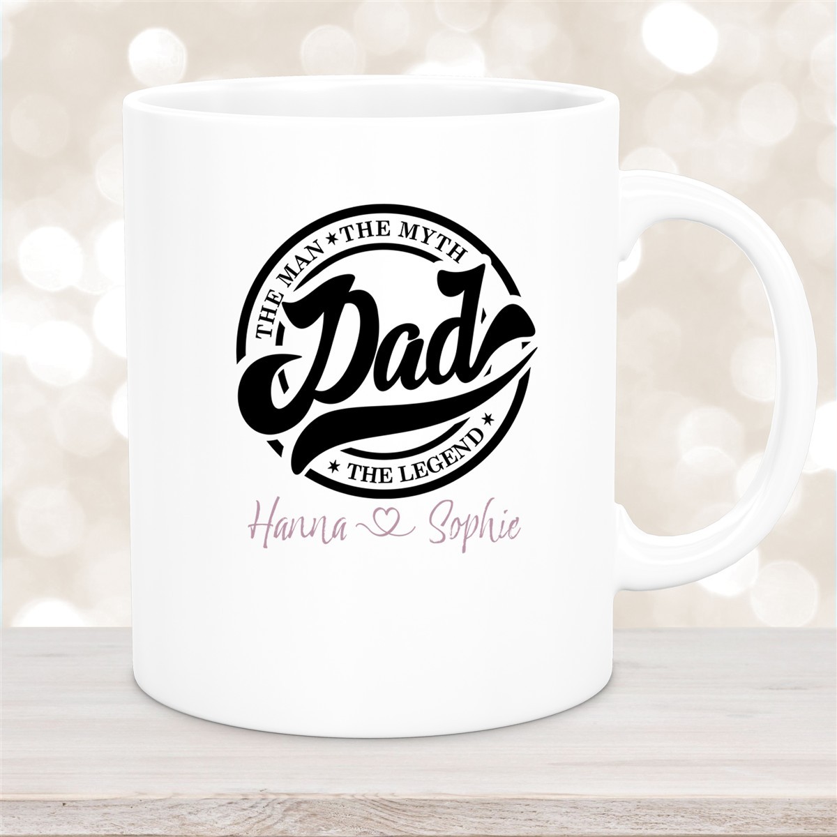 Tasse Vatertag #8 Papa, "The Legend" Wunschnamen Keramik Personalisiert Weiß