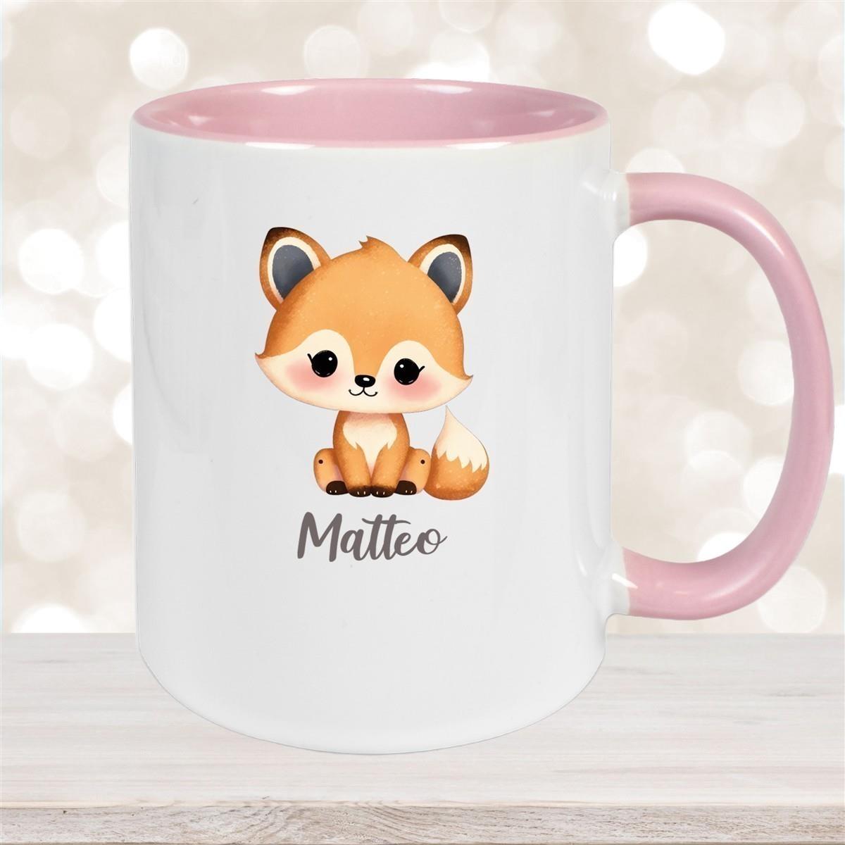 Tasse Wunschname Fuchs 1 Keramik Kinderbecher versch. Farben