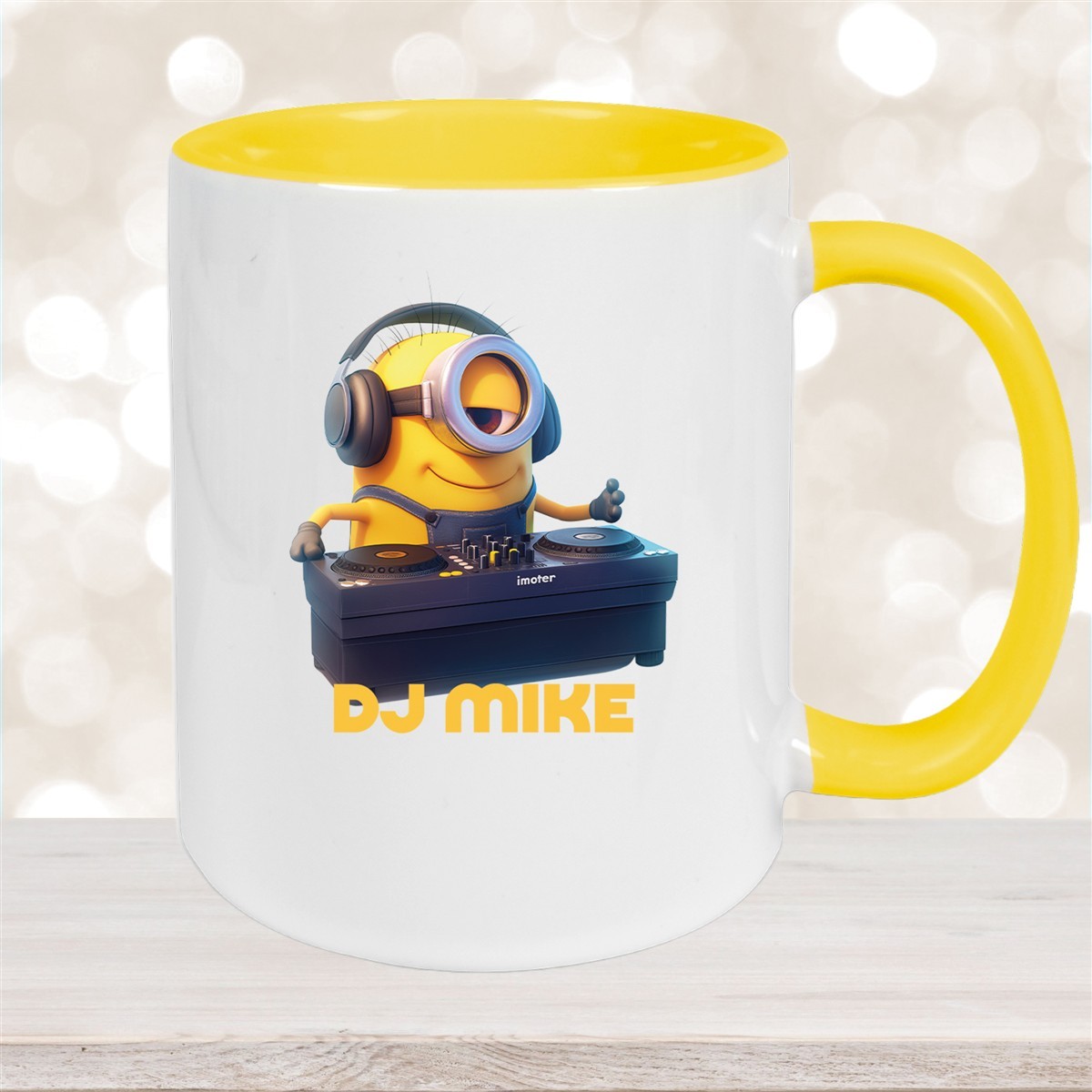 Tasse Minions Kinder Minion #9 DJ Wunschname Keramik Kinderbecher personalisiert versch. Farben Gelb