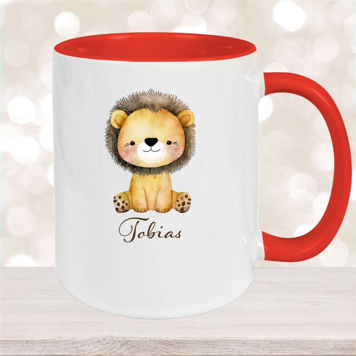 Tasse Wunschname Löwe #1 Keramik Kinderbecher versch. Farben