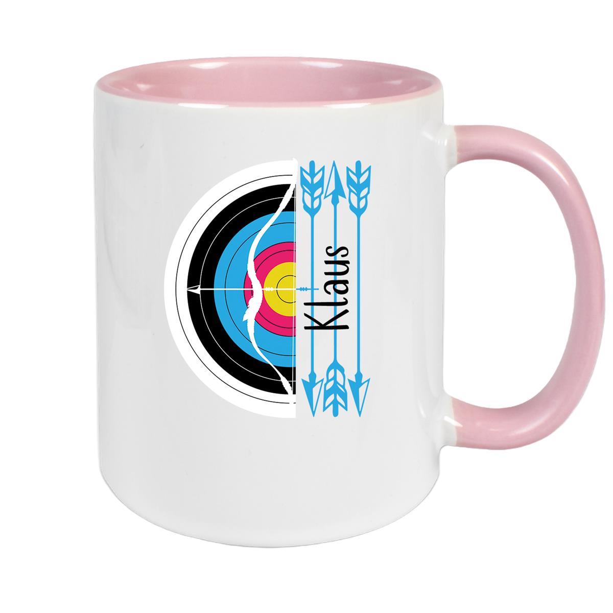 Tasse Bogenschütze 5 Wunschname Keramik personalisiert versch. Farben