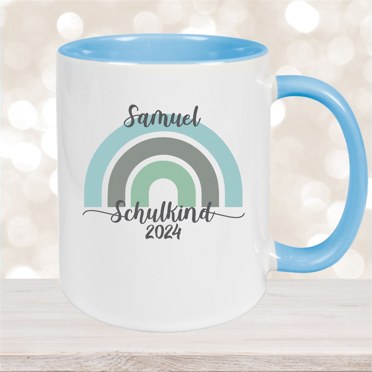 Tasse Schulkind #05 Wunschname Rainbow Keramik Kinderbecher Personalisiert versch. Farben