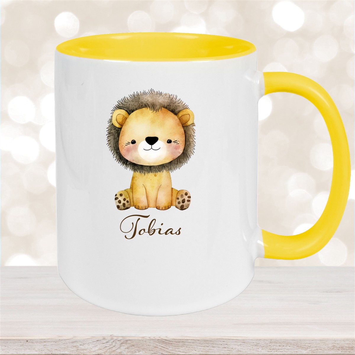 Tasse Wunschname Löwe #1 Keramik Kinderbecher versch. Farben