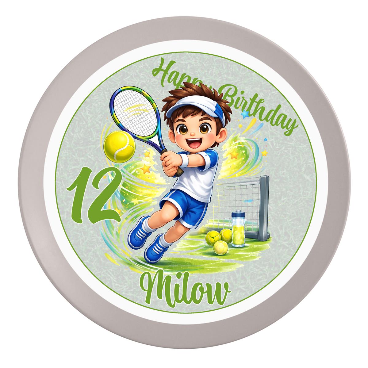 Tortenaufleger Geburtstag Tennis 1 Name & Zahl (20cm) Fondant Papier