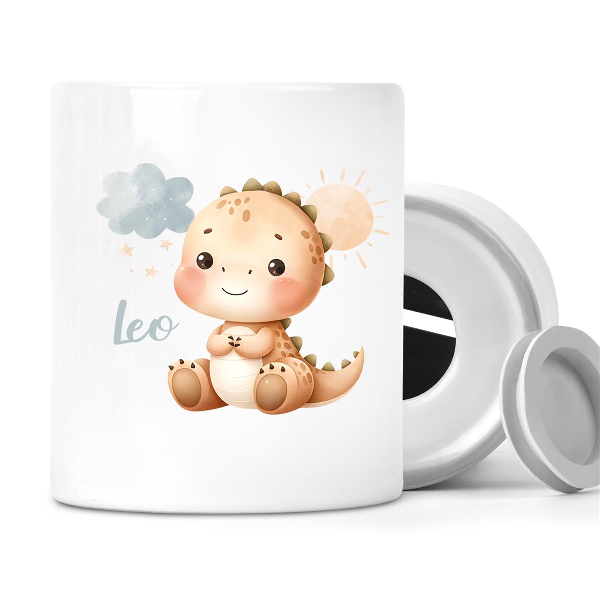 Spardose mit Wunschname Dino #19 personalisiert