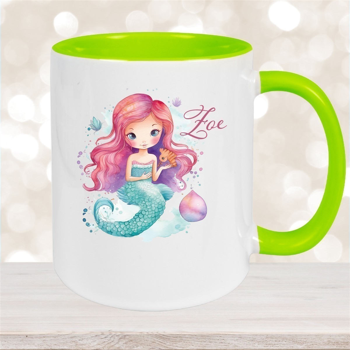 Tasse Wunschname Meerjungfrau #1 Keramik Kinderbecher versch. Farben