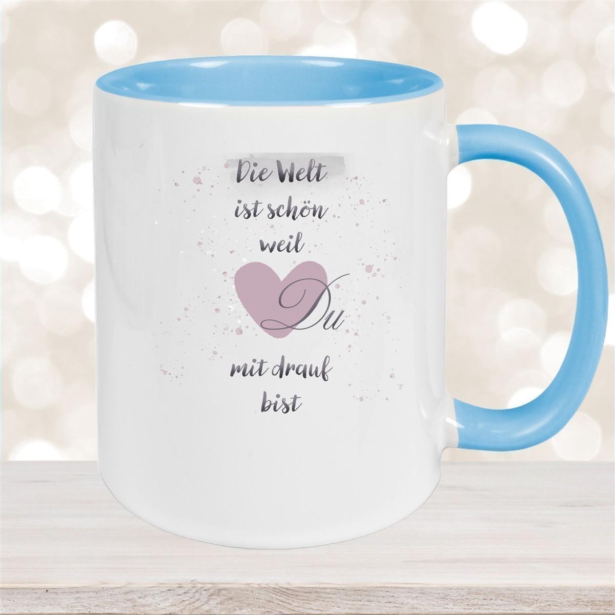 Tasse Freundschaft Liebe Sprüche 2 Keramik versch. Farben