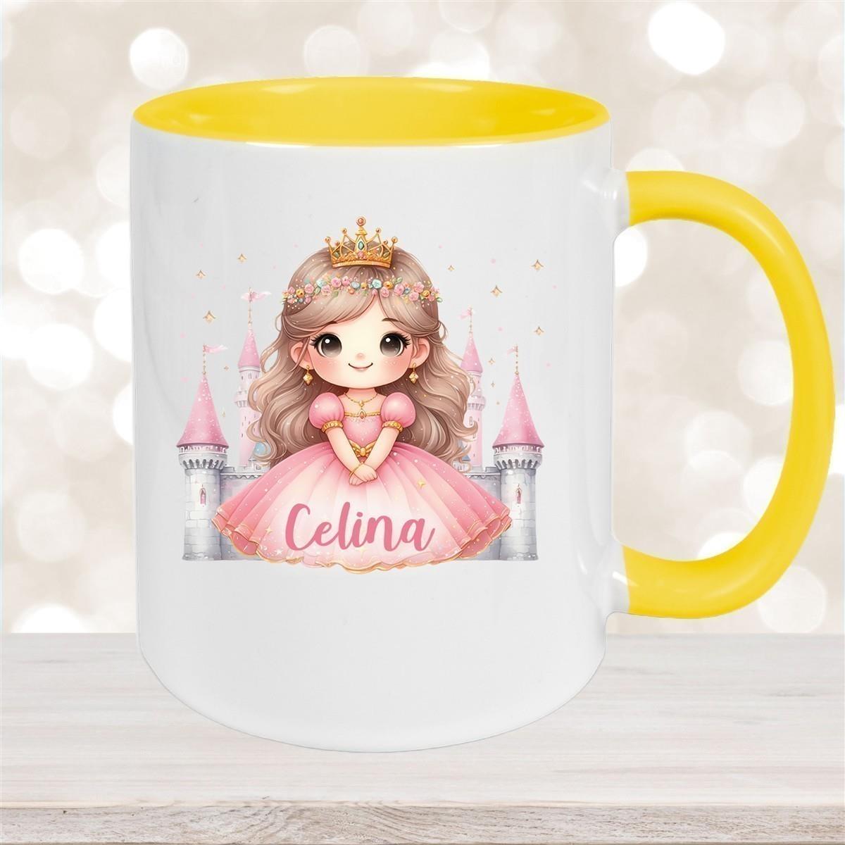 Tasse Kinder Prinzessin 3 Wunschname Keramik Kinderbecher personalisiert versch. Farben