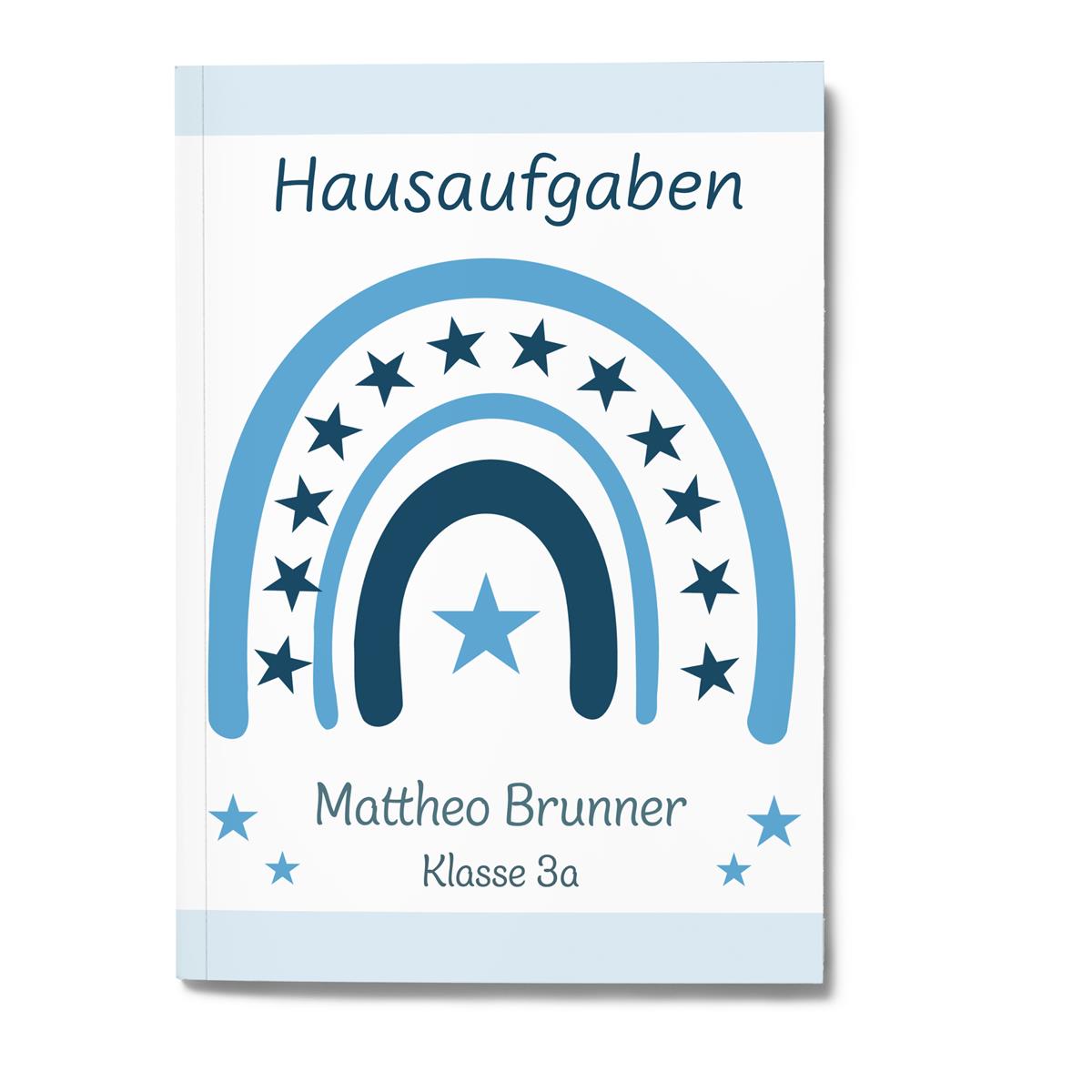 Hausaufgabenheft Regenbogen 1 DIN A5 - 48 Blatt mit Name und Klasse