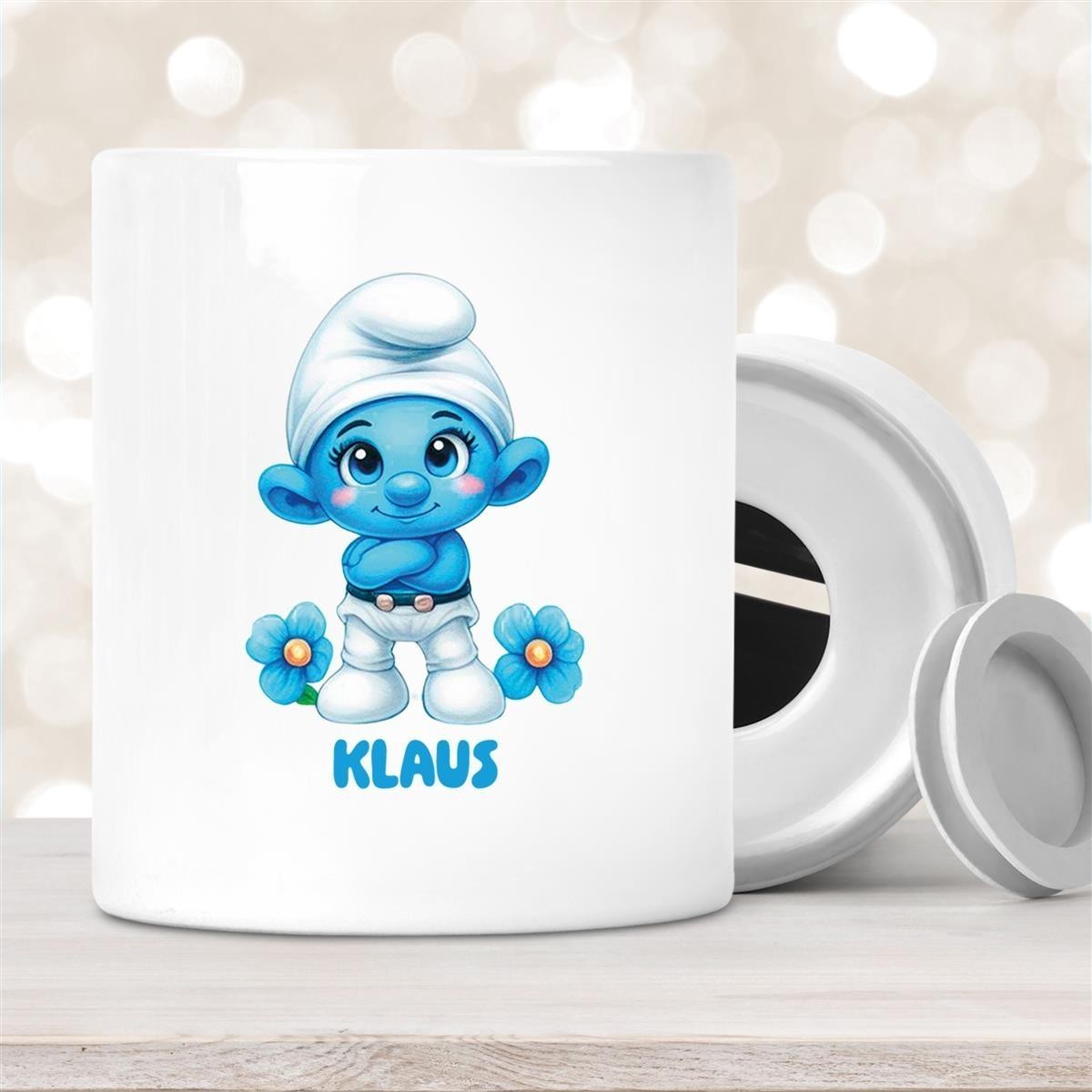 Spardose Schlumpf #3 Wunschname personalisiert Spardose Schlumpf #3 Wunschname personalisiert