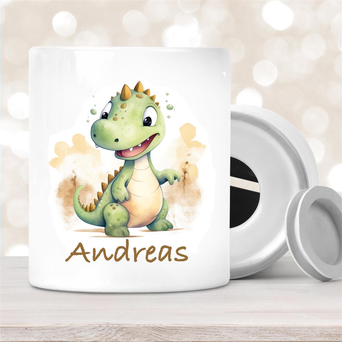 Spardose mit Wunschname Dino #3 personalisiert