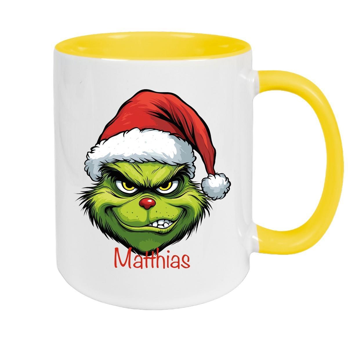 Tasse Wunschname Weihnachten Grinch 9 Keramik Kinderbecher versch. Farben