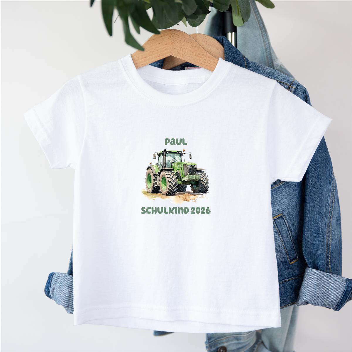 T-Shirt Schulkind-Traktor 1 Personalisiert mit Namen Kinder