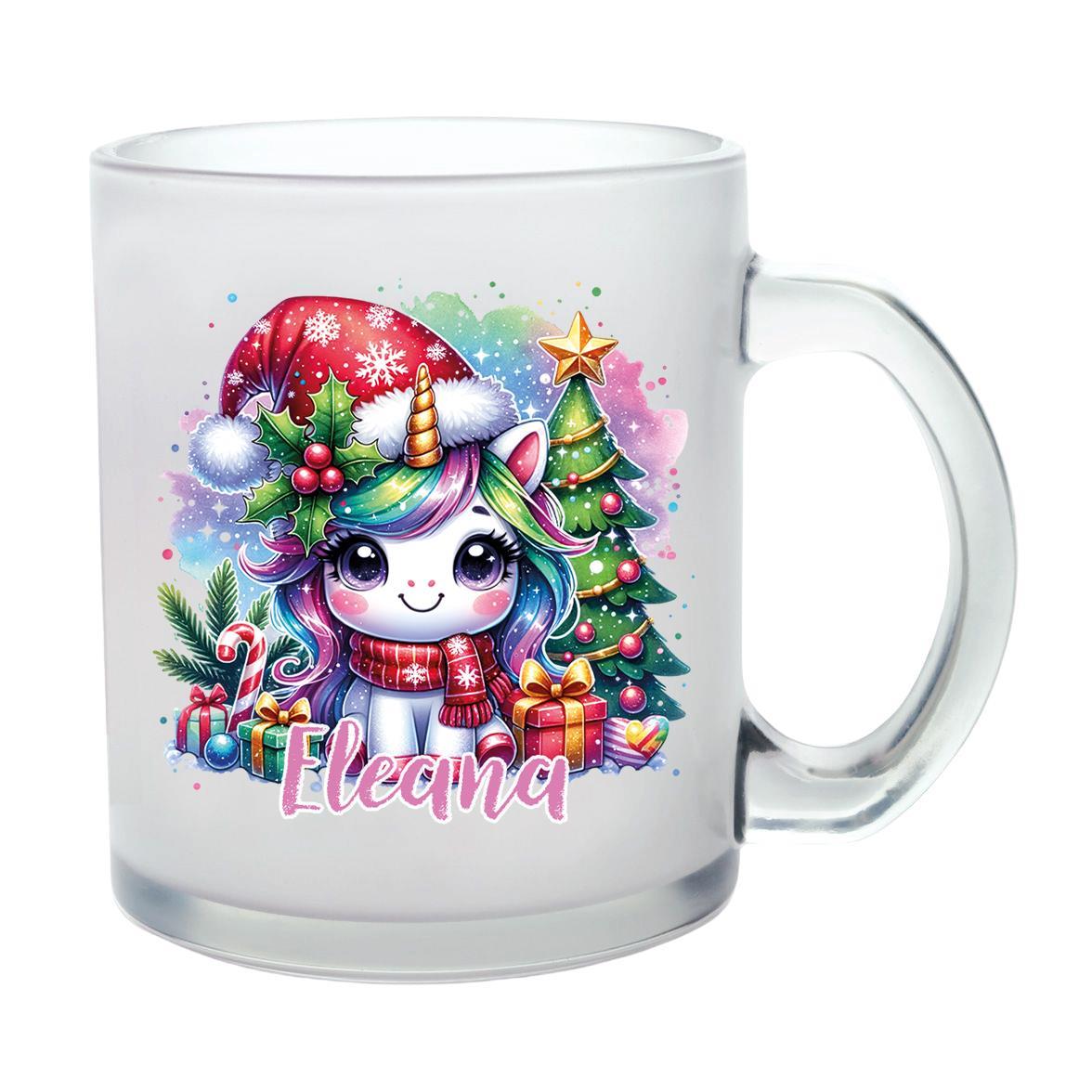 Milchglastasse Wunschname Weihnachten Einhorn 1 Glas Kinderbecher SONDEREDITION