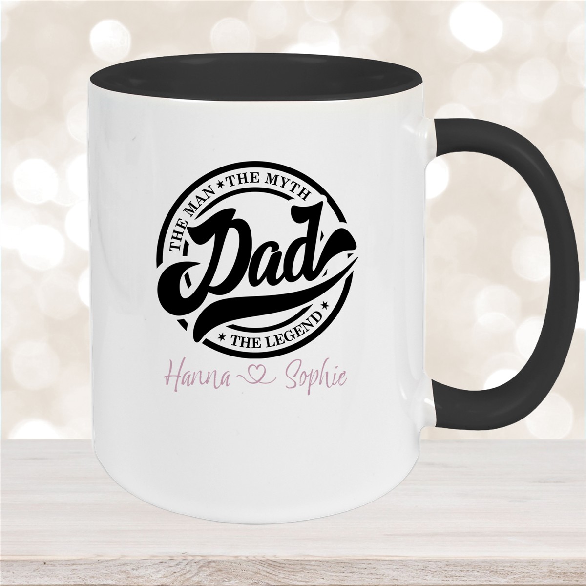 Tasse Vatertag #8 Papa, "The Legend" Wunschnamen Keramik Personalisiert Schwarz