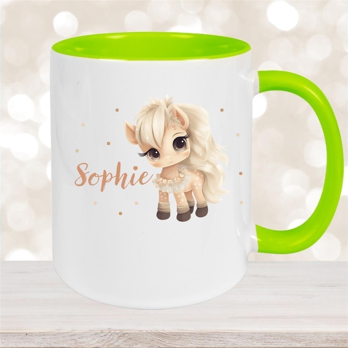 Tasse Pferd #8 Wunschname Keramik Kinderbecher personalisiert versch. Farben