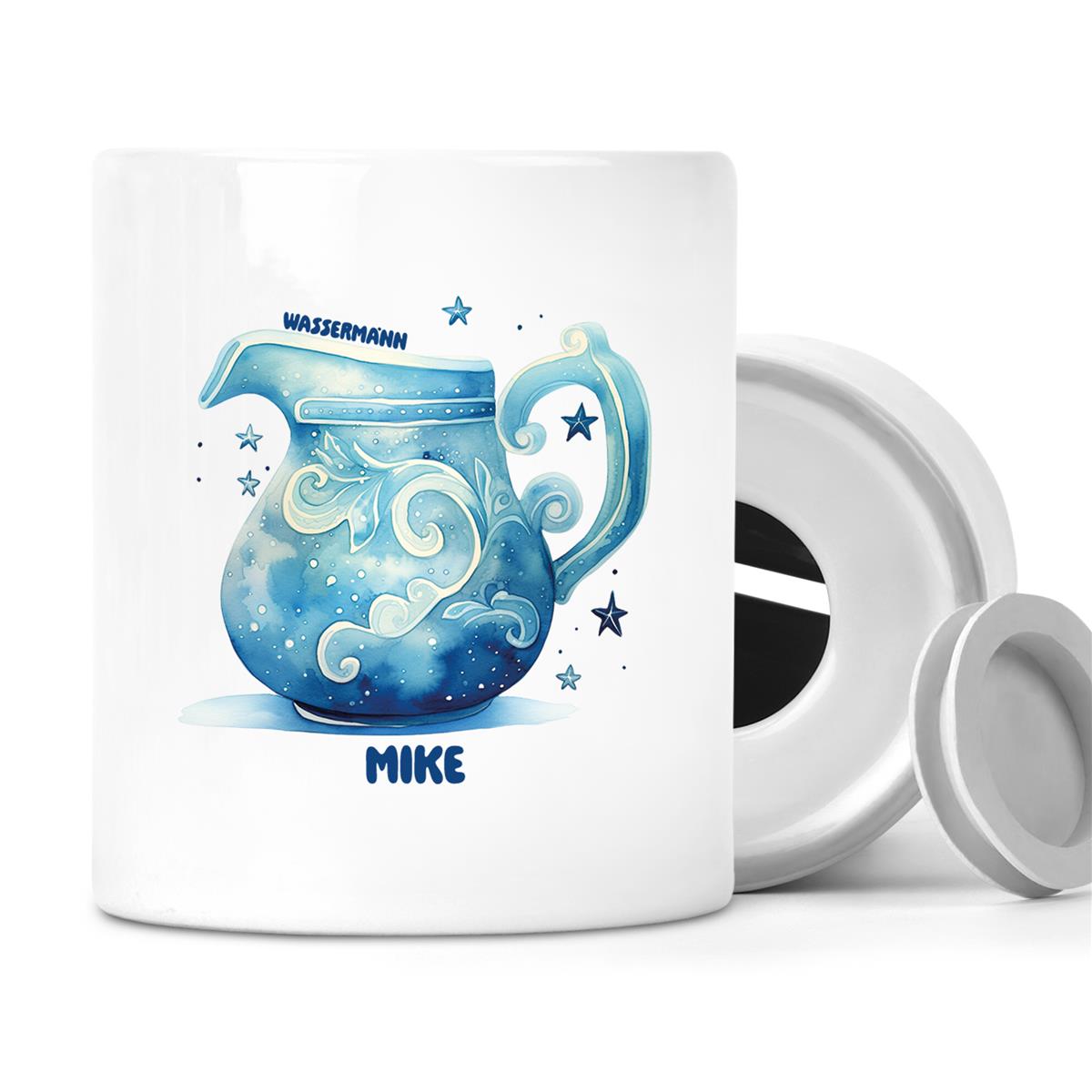 Spardose mit Wunschname Sternzeichen Wassermann #1 personalisiert