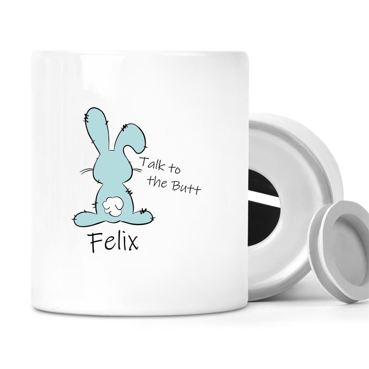 Spardose Ostern - Hase Talk to the Butt 2 mit Wunschname personalisiert