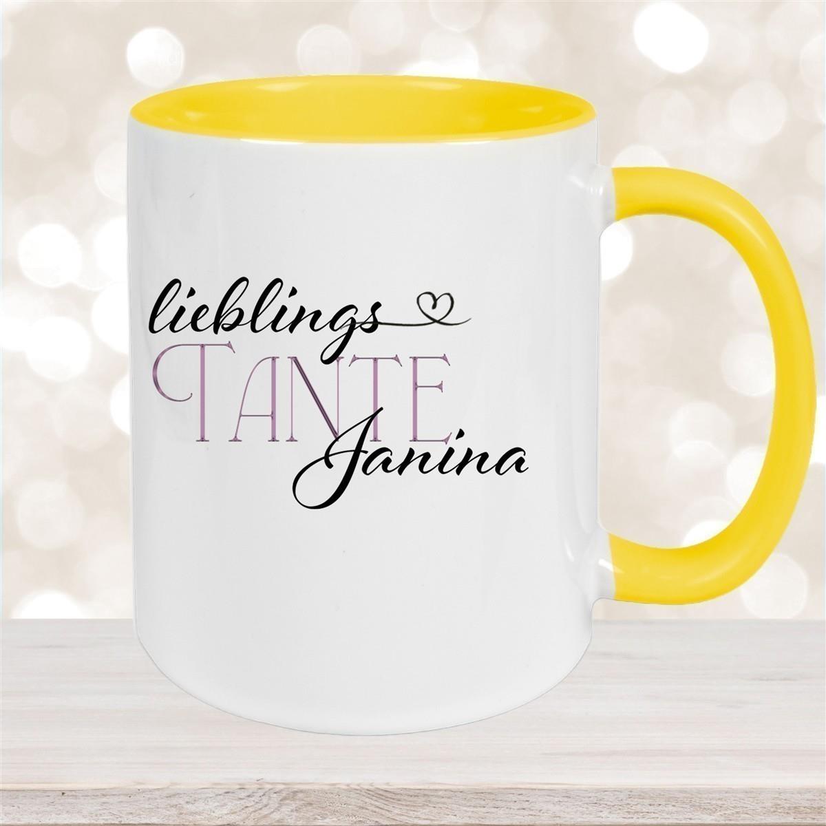 Tasse Wunschname Lieblings-Tante 1 personalisiert Keramik Becher versch. Farben