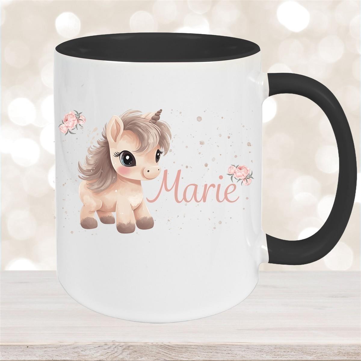 Tasse Einhorn 8 Wunschname Keramik Kinderbecher personalisiert versch. Farben
